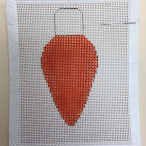 Orange Holiday Light Bulb Hand Painted Needlepoint Canvas 14ct.