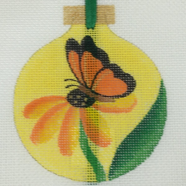 Butterfly Ornament Hand painted Needlepoint Canvas