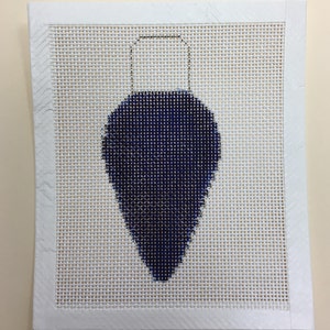 Navy Blue Holiday Light Bulb Hand Painted Needlepoint Canvas