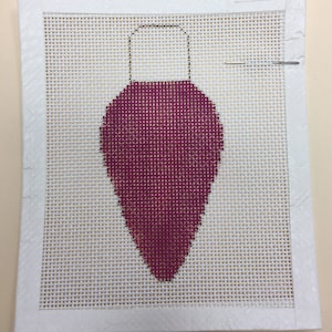 Magenta Holiday Light Bulb Hand Painted Needlepoint Canvas 14ct.
