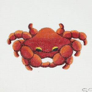 Sparkle Red Crab Hand Painted Needlepoint Canvas Design