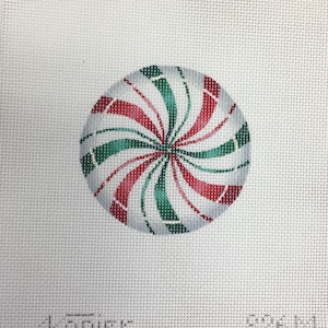 Red & Green Pinwheel Candy Ornament Design Hand Painted Needlepoint Canvas 10ct.By Napier