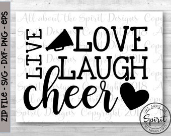 SVG Live Love Cheer Cricut svg Silhouette dxf Cheer svg för Cricut Cheerleader svg design Cheer svg klippfil Cheer dxf klippfiler