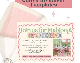 Invito per una festa di Mahjong, inizia a giocare a Mahjong, modello Canva modificabile