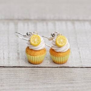 Miniature key lemon cupcake earrings  - Made to order