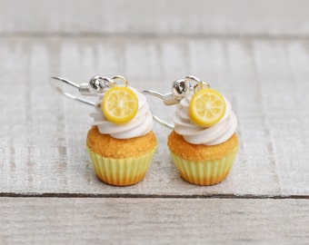 Miniature key lemon cupcake earrings  - Made to order