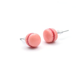 Miniature raspberry macaron stud earrings  - Made to order