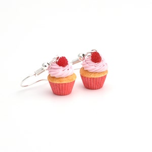 Miniature raspberry vanilla cupcake earrings  - Made to order