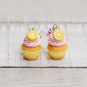 Miniature cupcake earrings - strawberry lemon  - Made to order