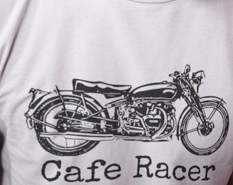 Cafe Racer Motorcycle Vintage Simple Image Silhouette Unisex Heavy Cotton Tee