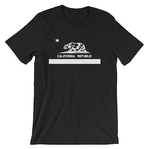 Kalifornischen Flagge KURZARM Unisex T-Shirt weiß