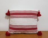 beautiful Moroccan handmade pom pom pillow, Cotton Moroccan Pom Pom Pillow, Striped decorative throw Pillow covers, Home Décor, CP25