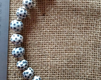 Handmade ceramic fashion beads. Decorative beads. Fashion beads. Handmade beads. Polka dot fashion beads.
