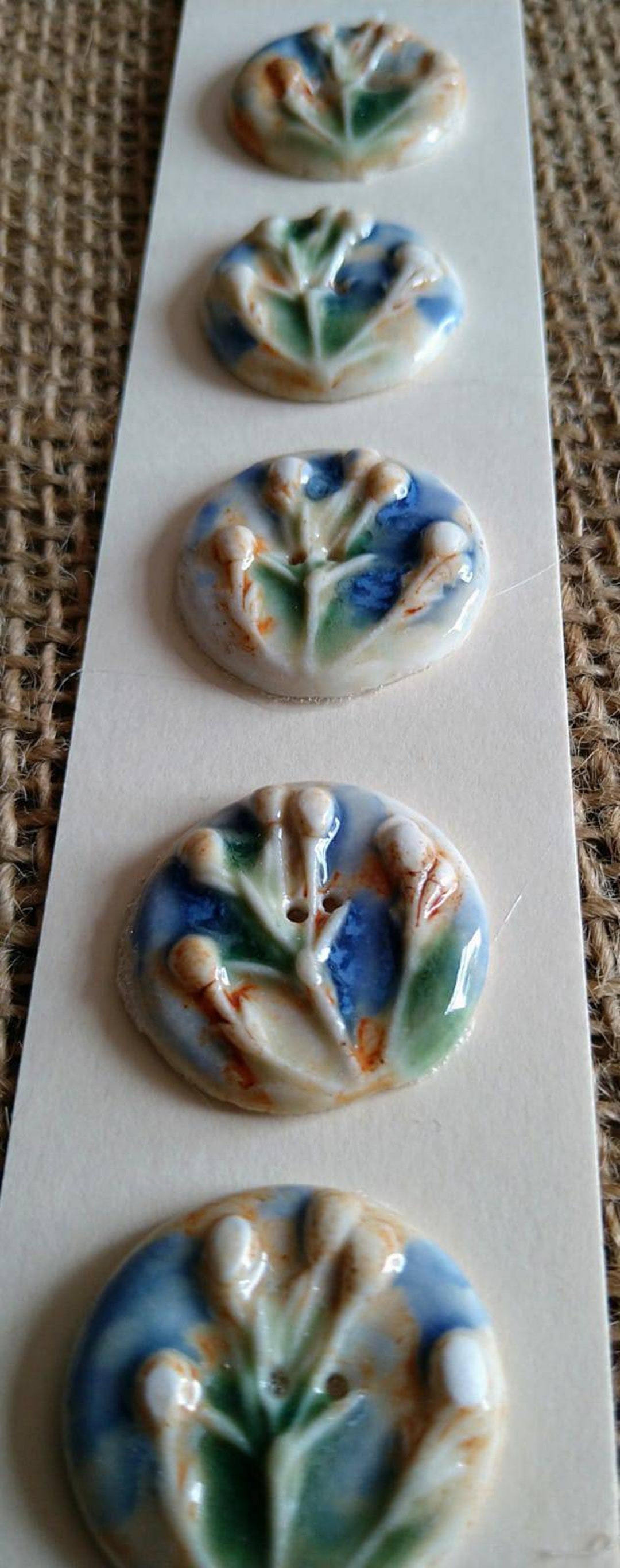 Handmade Porcelain Buttons. Botanical Design Buttons. Rustic Theme