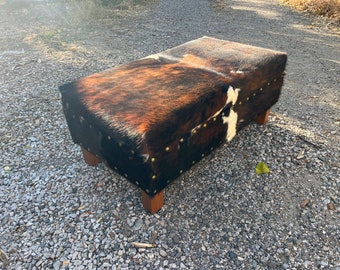 Extra Large Cowhide Ottoman with Storage, Bench, Coffee Table, Western, Lodge, Cabin Decore