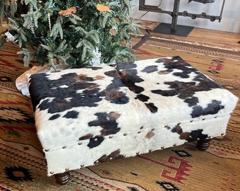 Cowhide Ottoman, Custom Cowhide Ottoman, Extra Large Ottoman, Coffee Table Ottoman.