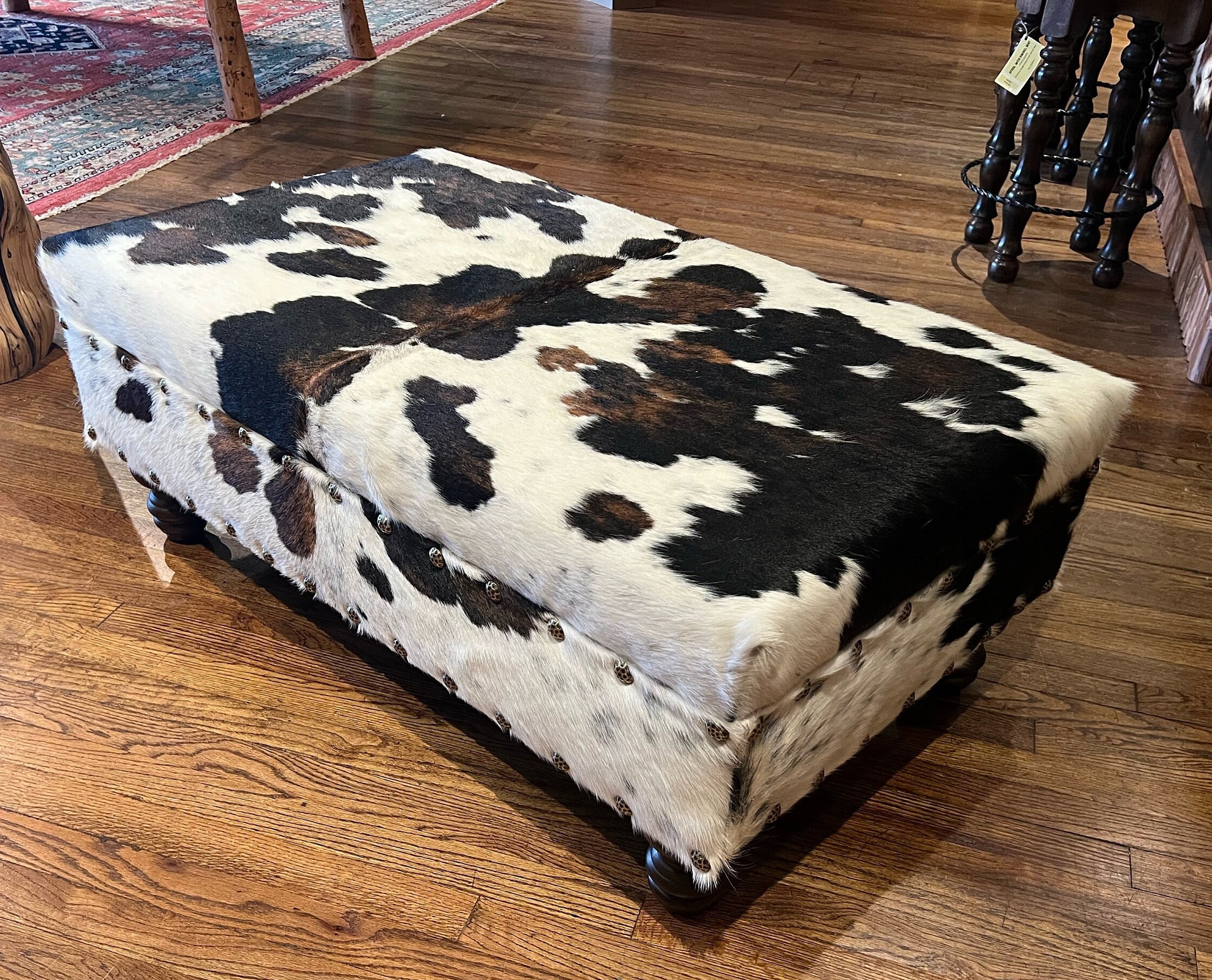 Cowhide Ottoman, Custom Cowhide Ottoman, Extra Large Ottoman, Coffee
