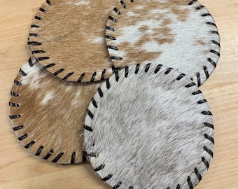 Longhorn Cowhide Coasters Longhorn Cowhide Coaster Set Cowhide Leather  Coasters Cowhide Leather Coaster Set New Home Gift 