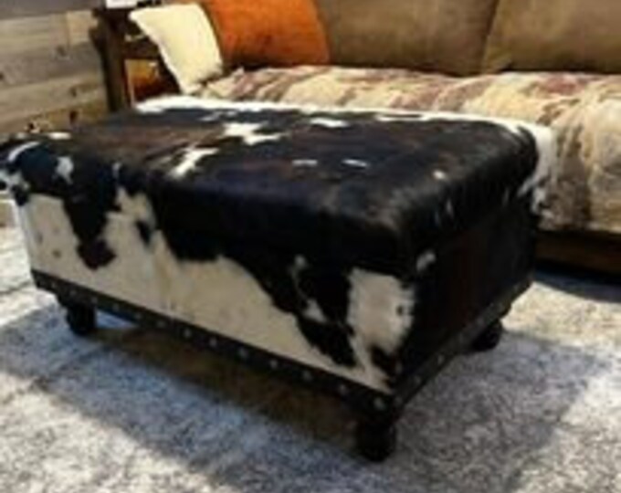 Small Cowhide Ottoman Bench Coffee Table Tri Color Cowhide Etsy