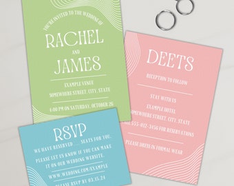 Modern Fun Wedding Invitation Suite Download, Wedding Invite Canva Template, Editable Canva Template - Wedding DIY Modern, Canva DIY Modern