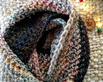 Rainbow scarf | Rainbow infinity scarf | Infinity scarf | Women's scarf | Rainbow | Black and White | Black Rainbow | Cowl | Half and half