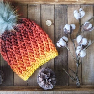 Burning Embers Hat | Women&#39;s hat | Kid&#39;s hat | Campfire | Camping hat | Beanie | Red hat | Orange hat | Red and orange hat | Ombre hat