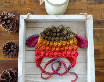 Lamb hat | Earflap hat | Earflap baby hat | Trapper hat | Baby Earflap hat | Colorful baby hat | Baby shower gift | Baby trapper hat