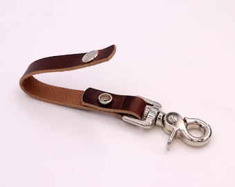 Belt Loop Leather Keychain, Keychain with Trigger Snap, Handcrafted keychain for men and women, Personalized Gift, Made in USA