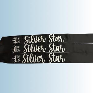 Silver Star Sash-Silver Soror-Sorority-Sash with crown -Custom Sash-Pageant Sash-Club Sash
