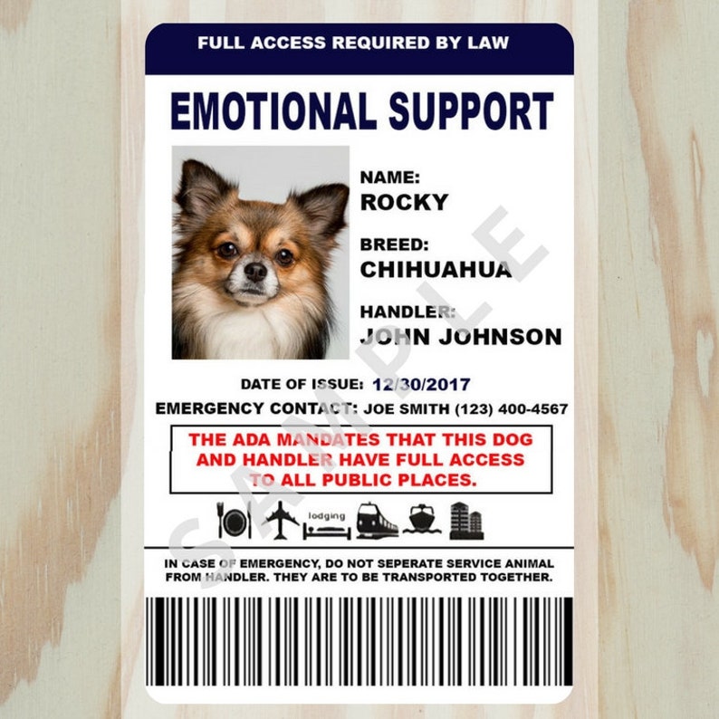 Emotional Support Animal Card Template Emotional Support Animal Card Template