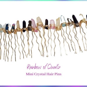 Rainbow of Quartz Mini Crystal Hair Pins/Crystal Hair clip/Quartz Bobby Pin/Crystal Hair Wedding Accessory/Boho/Gift for her