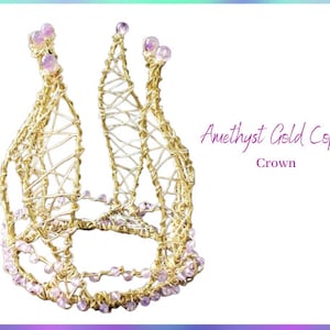 4 Point Amethyst Gold Plated Copper Crown;Wedding Crown;Fairy Tale Crown; Prom Tiara; Crystal Headpiece; Festival Crown; Birthday Crown