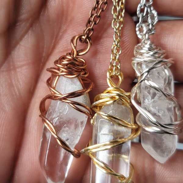 Clear Quartz Crystal pendant, quartz pendant, natural quartz crystal necklace, quartz necklace, clear crystal pendant, genuine, Gift for her