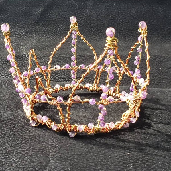 8 Point Amethyst Copper Crown; Wedding Crown; Fairy Tale Crown; Prom Tiara; Crystal Headpiece; Festival Crown; Birthday Crown