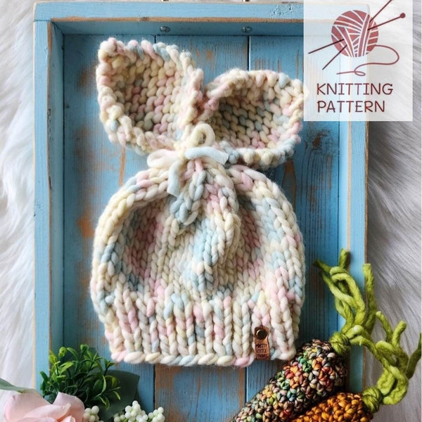 KNITTING PATTERN - The Penelope Rabbit Hat - How to Make Instructions Directions Guide Easter Bunny Rabbit Ears Handmade Knit Hat Toque