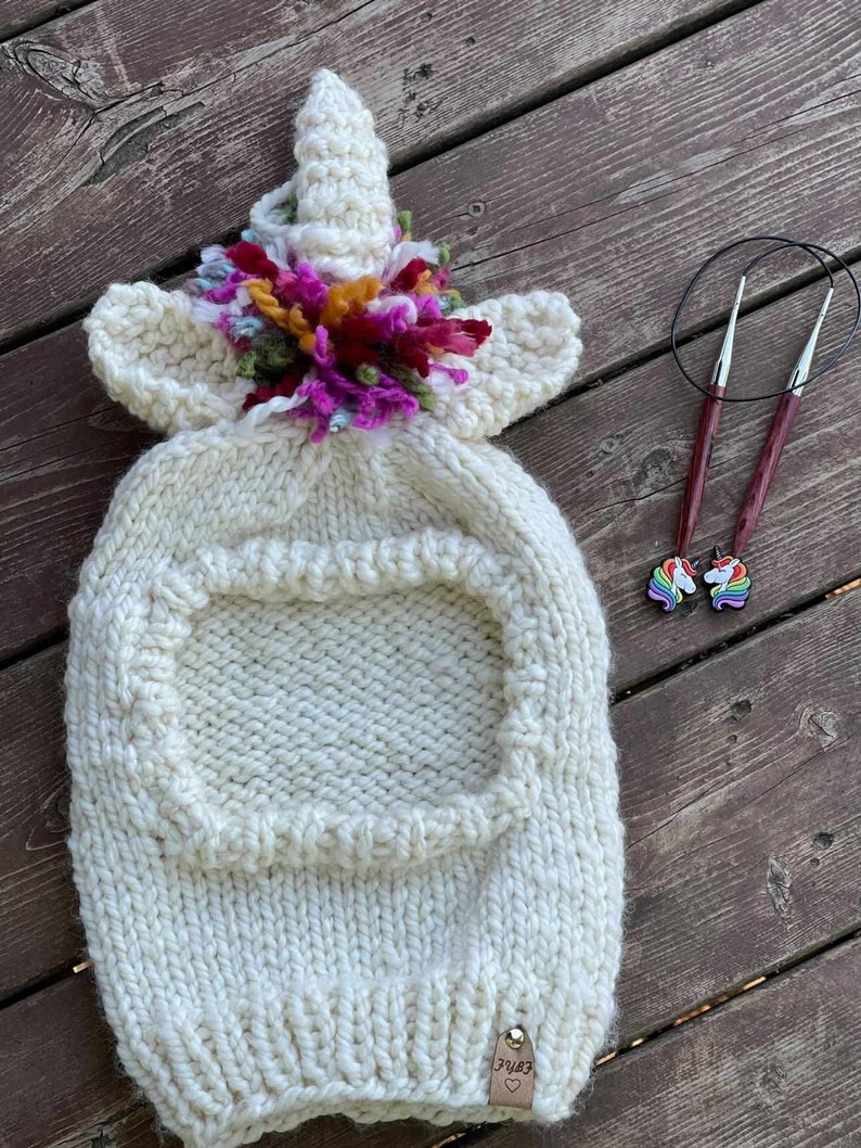 KNITTING PATTERN Forest Friends Balaclava Child How to Make Instructions Directions Guide Supplies Handmade Unicorn Bear Fox Bunny Rabbit image 8