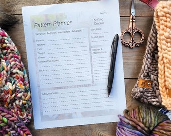 Planificateur de modèle - modèle de tricot et de crochet, notes, créez votre propre, organisateur, liste de contrôle, téléchargement numérique PDF, fournitures, feuille de travail