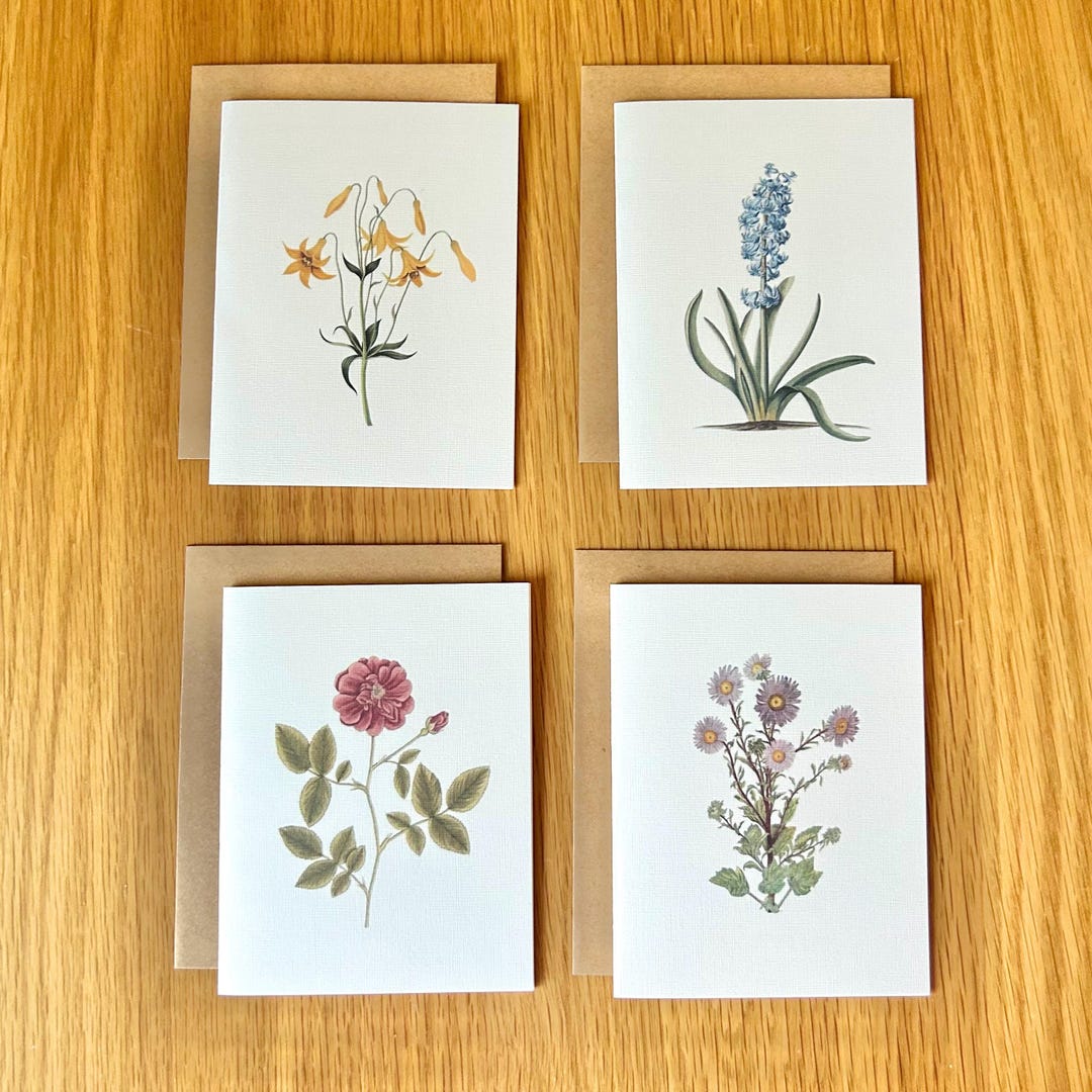 Set of 8 Vintage Flower Blank Notecards (stationary), With Envelopes - Etsy