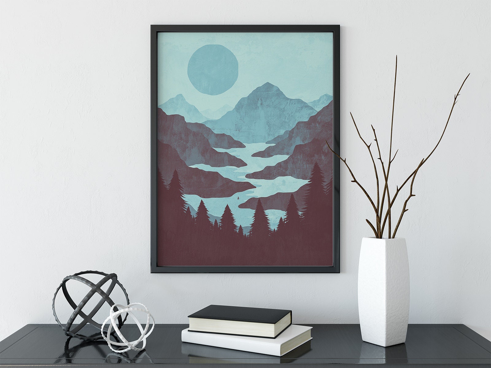Modern Mountain Art Wilderness Art Geometric Art Mountain Etsy