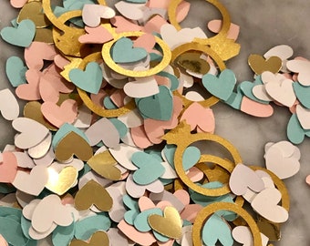 Mint, Pink, White, Gold and Diamond Ring Confetti - Choose all of the colors together or different combinations