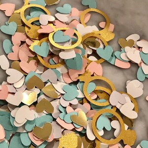 Mint, Pink, White, Gold and Diamond Ring Confetti Choose all of the colors together or different combinations image 1