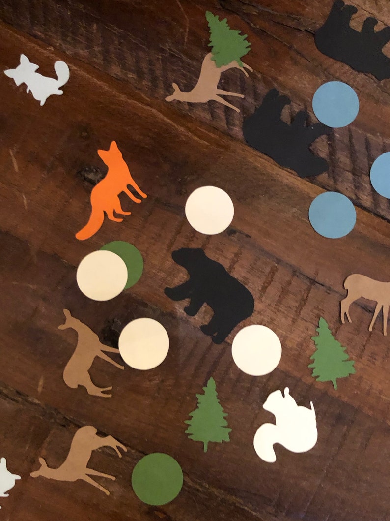 Woodland Animal Theme Confetti Baby Shower/Birthday Decor Set of 100 image 1