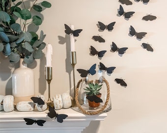Black Butterflies and Moths Halloween Decor, Black Butterflies, Wall Decor