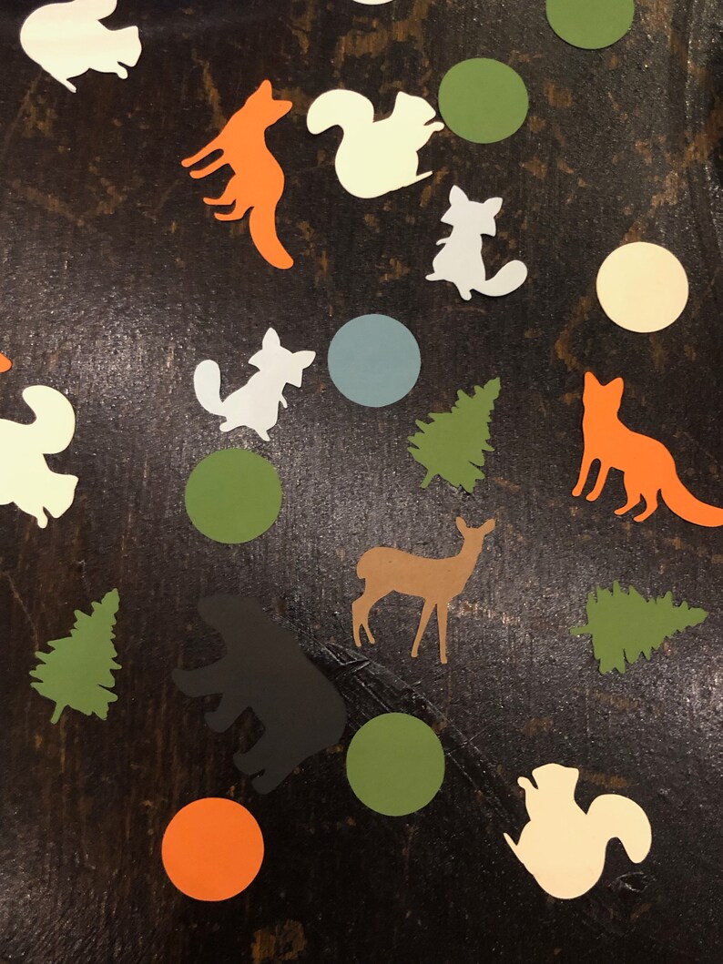 Woodland Animal Theme Confetti Baby Shower/Birthday Decor Set of 100 image 3