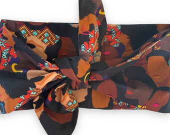 BIPOC WIDE HEADWRAP Rockabilly Style head wrap in royal blue with different beautiful women of color featured.