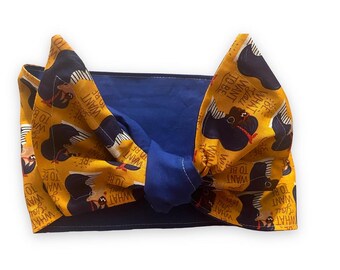 BIPOC WIDE HEADWRAP Rockabilly Style head wrap in royal blue with different beautiful women of color featured.