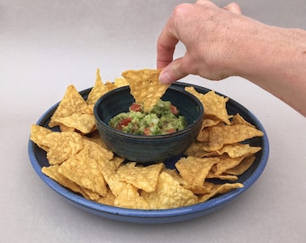 Made to Order: Chip and Salsa Set, handmade pottery, Chip n' Dip, serving dish, appetizer, blue