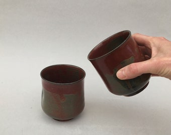 Made to Order: Pottery Thumb Cups, Set of Two, Ceramic Indented Cups, Tumblers, Beakers, No Handle Cups, 8oz