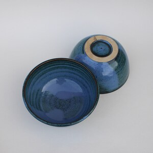 Made to Pre-order: Cereal Bowl, Set of Two, Handmade Breakfast Bowl, Pottery Soup Bowl, 2 Cups Serving Bowl each, Blue image 3