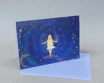 Mythical note card 7x5", 10 art cards, folded greeting card with envelopes, blank inside